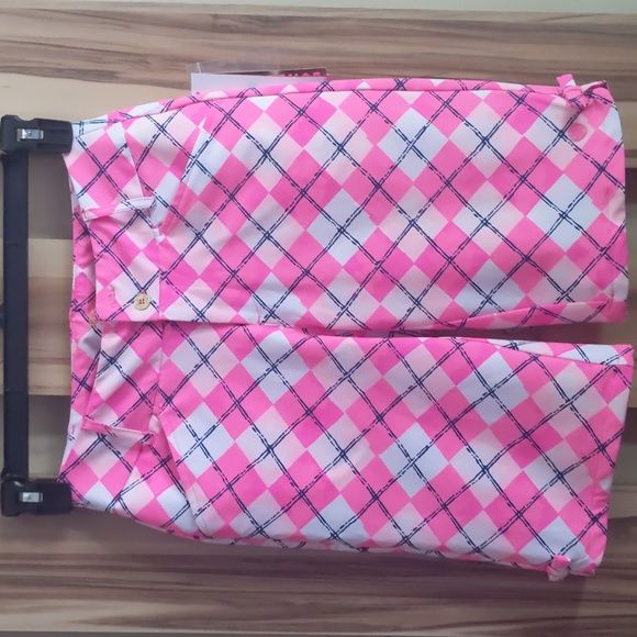 Lilly Pulitzer Fairway Performance Shorts Pink Tropics Glow & Flow Argyle - Picture 10 of 16